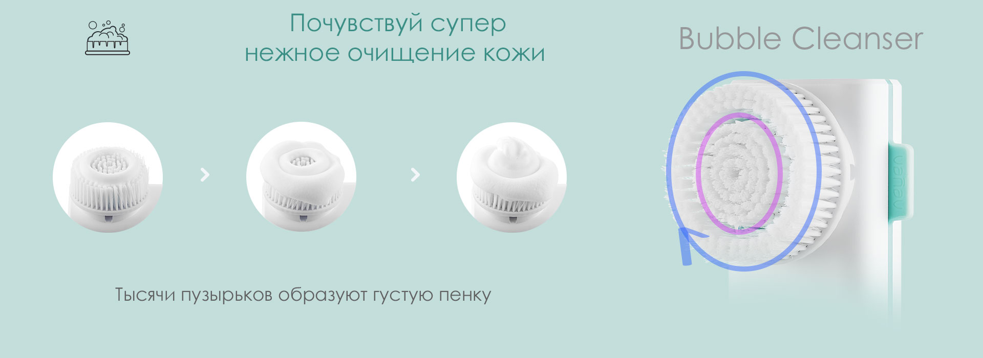 Запатентованная конструкция устройства для очистки лица VANAV Bubble Pop Cleanser